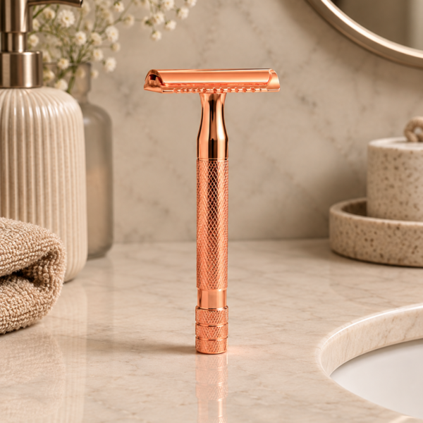 Retro safety razor, rose gold